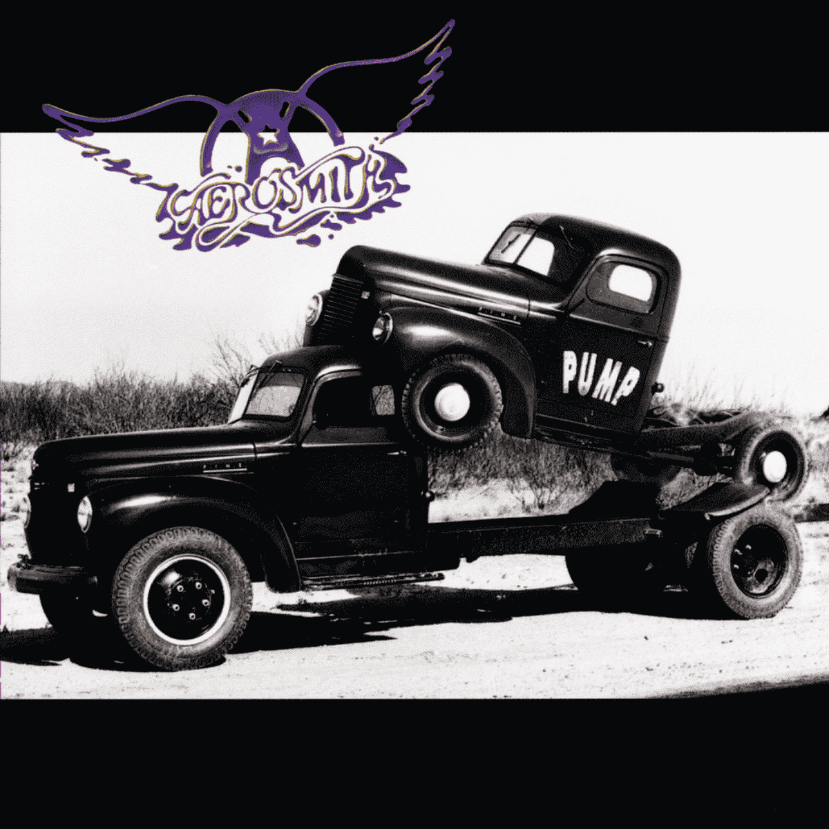 A Pump album teherautós borítóképe Aerosmith-logóval