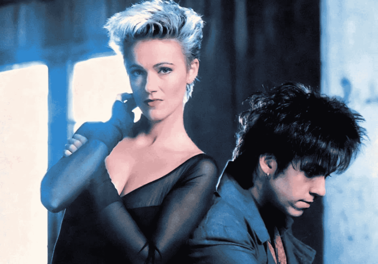 Marie Fredriksson és Per Gessle egy Roxette-fotózáson